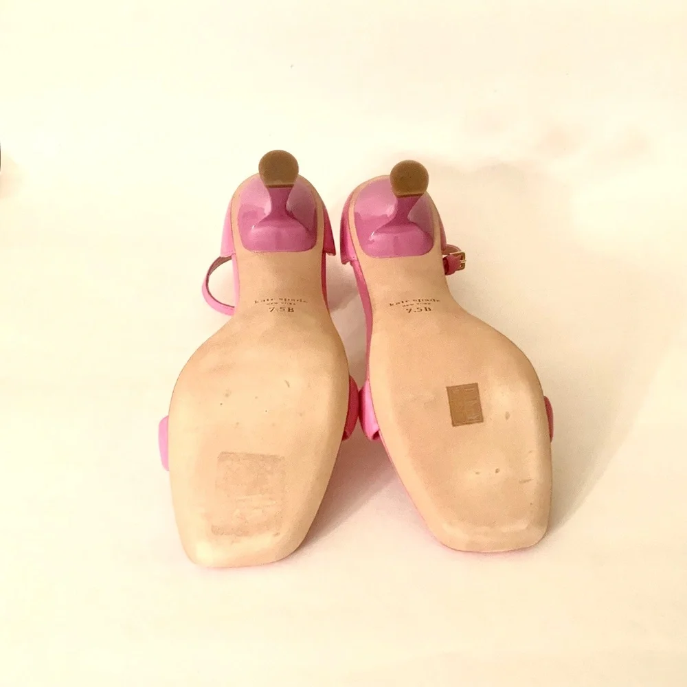 Kate Spade Melrose Ankle Strap Pumps Stiletto Heel Pink Leather Sandals 7.5